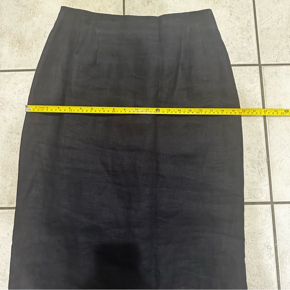 International Scene Vintage 100% Linen Navy Blue Slit MIDI Skirt EUC - Picture 13 of 15